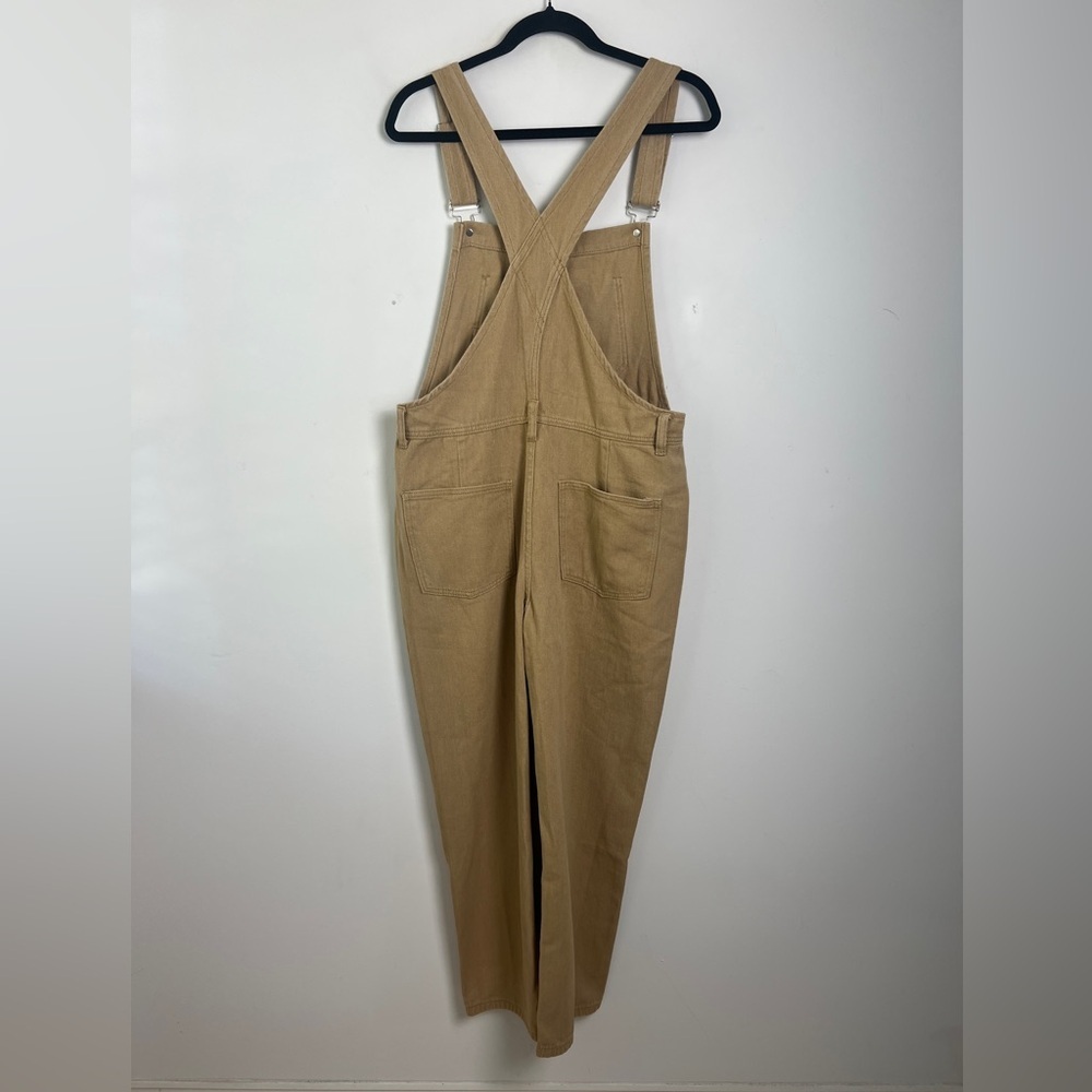 NEW Anrabess Small 4/6 Khaki Cross Back Design Denim Overalls - Picture 4 of 14